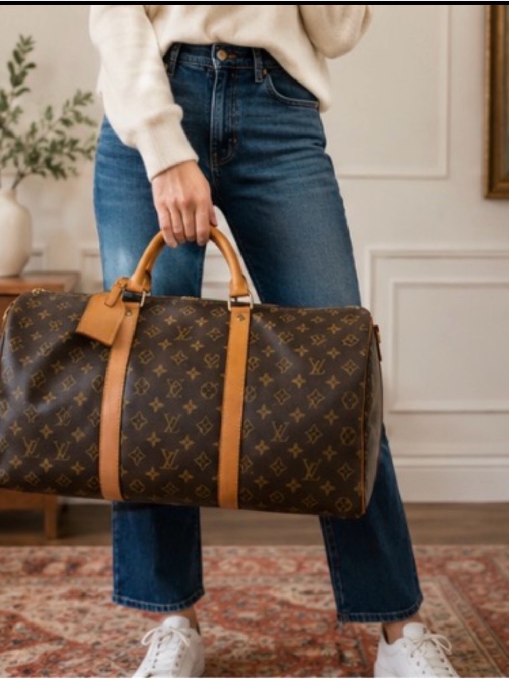 Louis Vuitton Vintage Brown Monogram Keepall 50. Made in France July 1992.